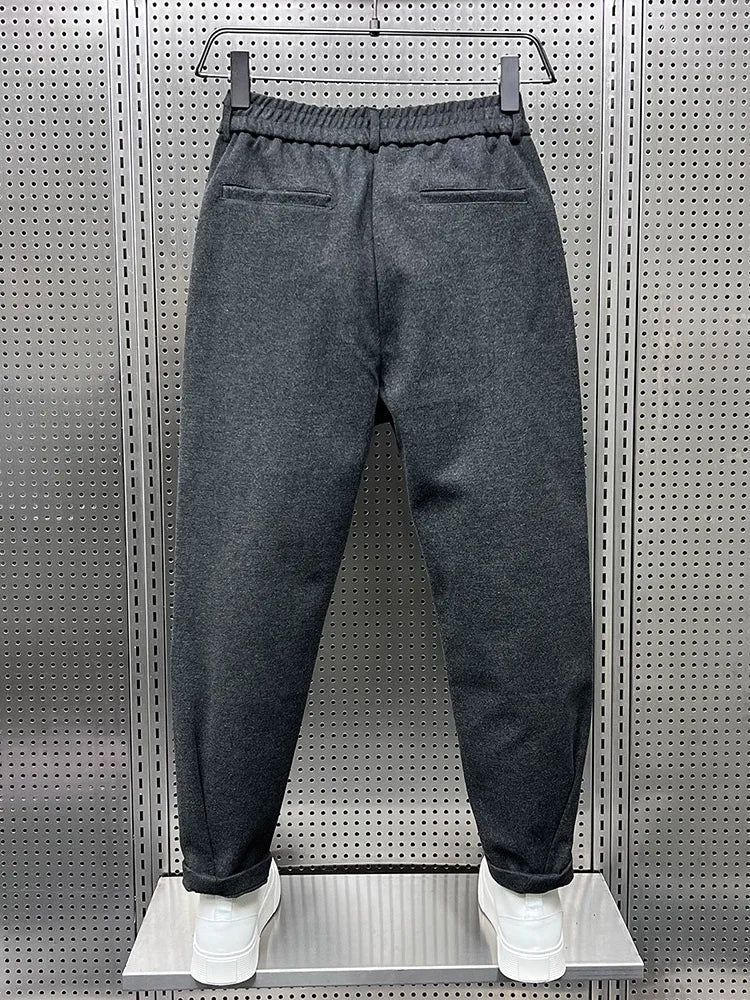 Dark Gray Men's Trousers With Pleats – Elegant Tailored Office Pants