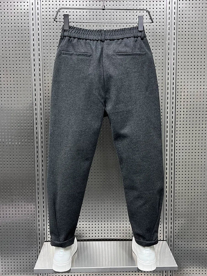 Dark Gray Men's Trousers With Pleats – Elegant Tailored Office Pants