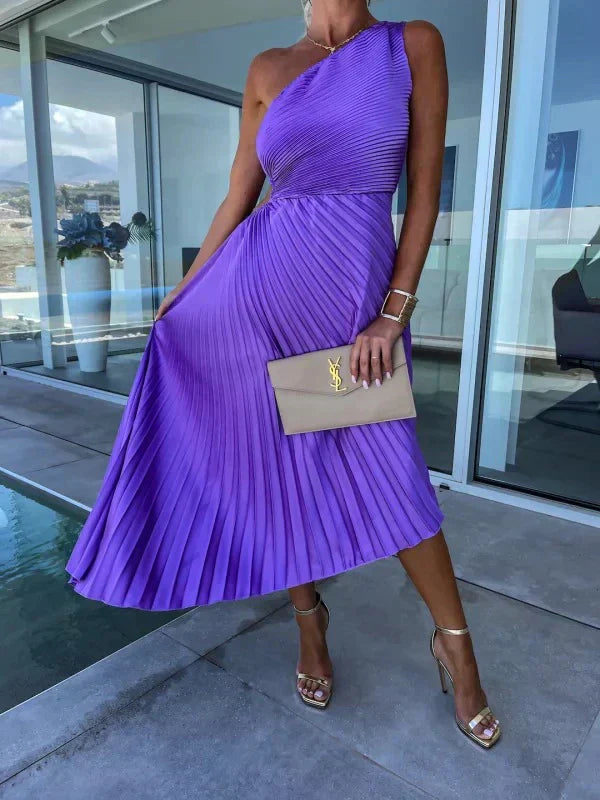 Vestido de mujer plisado asimétrico elegante | Para verano o ocasiones festivas