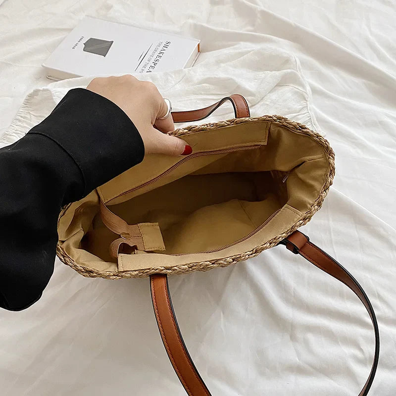 Luxury Straw Bag Women – Handmade Shoulder Bag Summer 2025