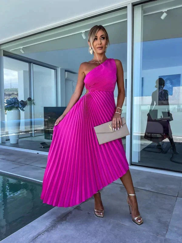 Vestido de mujer plisado asimétrico elegante | Para verano o ocasiones festivas