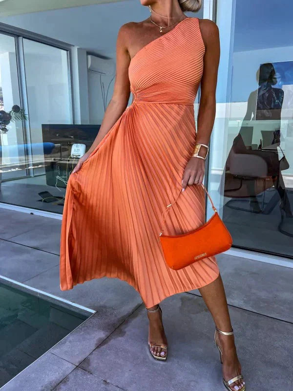 Vestido de mujer plisado asimétrico elegante | Para verano o ocasiones festivas