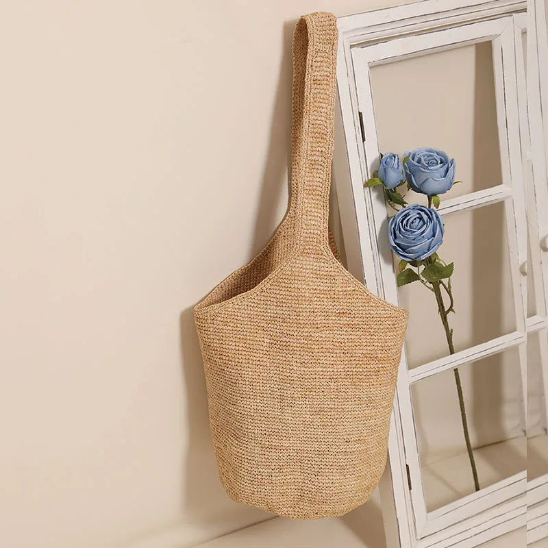 Luxury Straw Bag Women – Large Handmade Beach Bag with Zipper