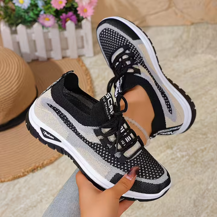 Damen Leichte Schnür Non-Slip Sneakers – Atmungsaktive Freizeit Laufschuhe