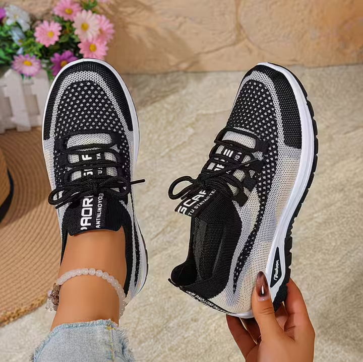 Damen Leichte Schnür Non-Slip Sneakers – Atmungsaktive Freizeit Laufschuhe