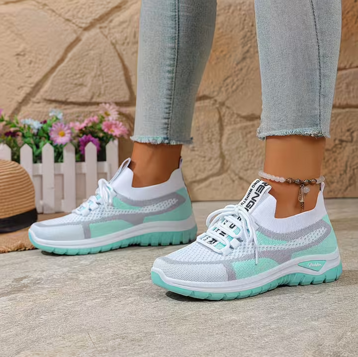 Damen Leichte Schnür Non-Slip Sneakers – Atmungsaktive Freizeit Laufschuhe