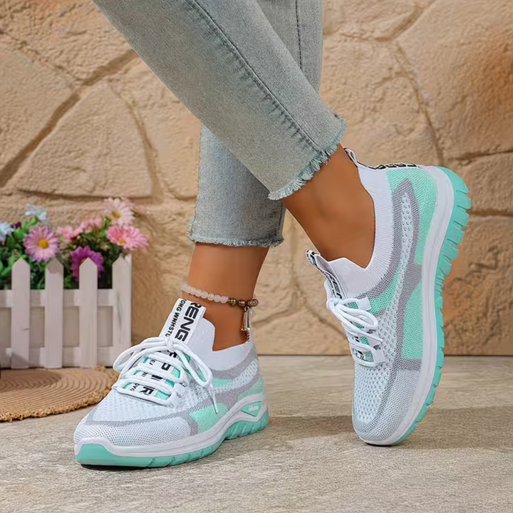 Damen Leichte Schnür Non-Slip Sneakers – Atmungsaktive Freizeit Laufschuhe