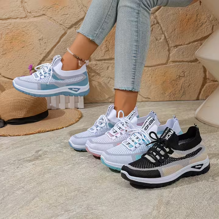 Damen Leichte Schnür Non-Slip Sneakers – Atmungsaktive Freizeit Laufschuhe