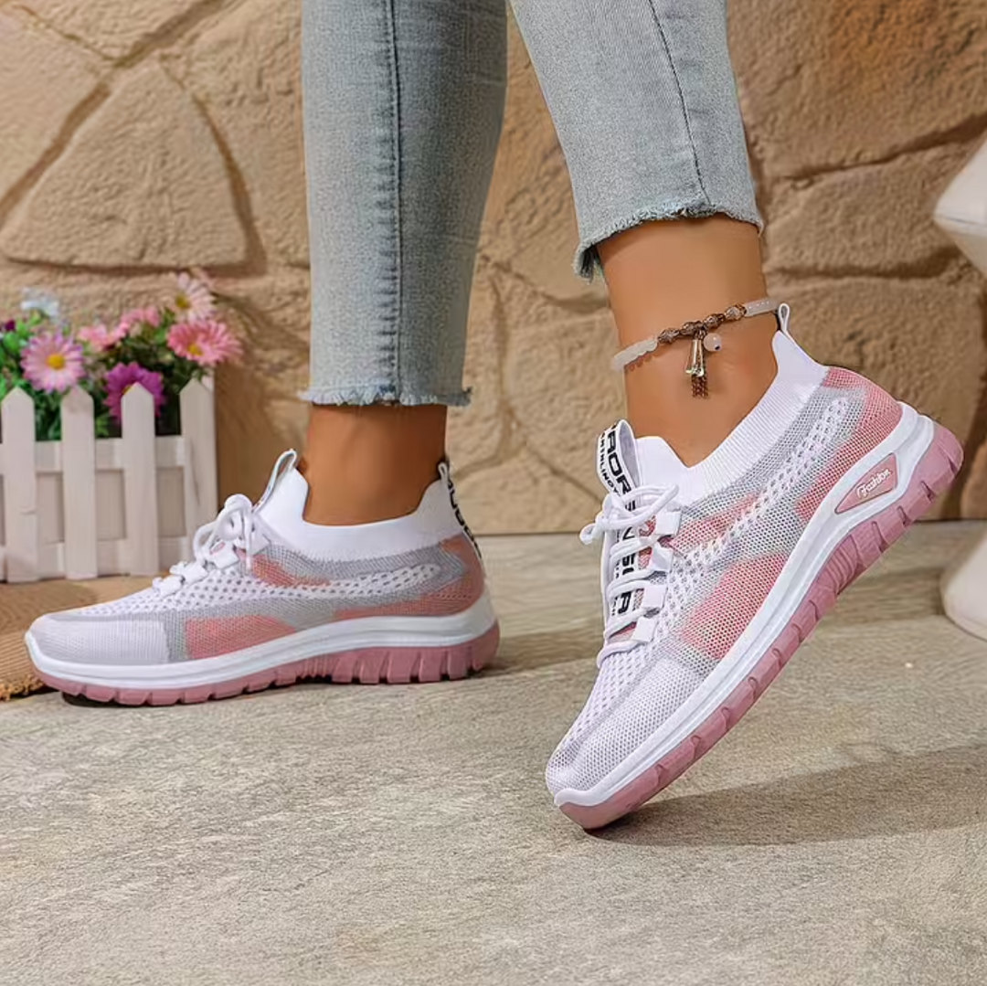 Damen Leichte Schnür Non-Slip Sneakers – Atmungsaktive Freizeit Laufschuhe