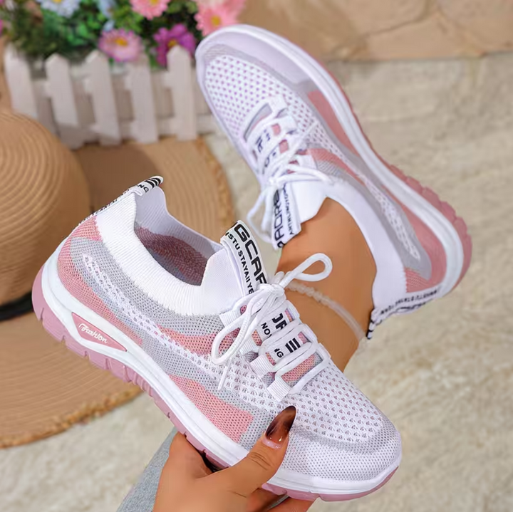 Damen Leichte Schnür Non-Slip Sneakers – Atmungsaktive Freizeit Laufschuhe