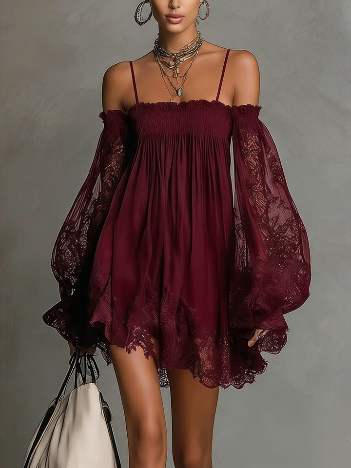 Schulterfreies Spitzen-Damenkleid: Eleganz für Hochzeitsgäste und Feste 2