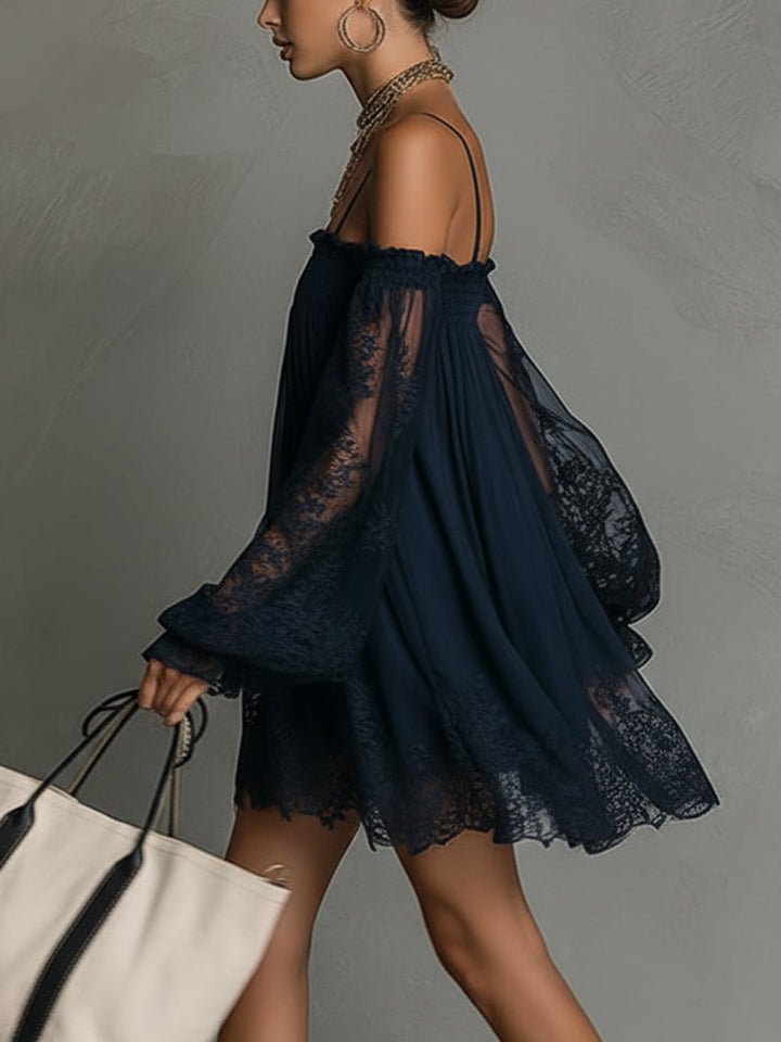 Schulterfreies Spitzen-Damenkleid: Eleganz für Hochzeitsgäste und Feste 5