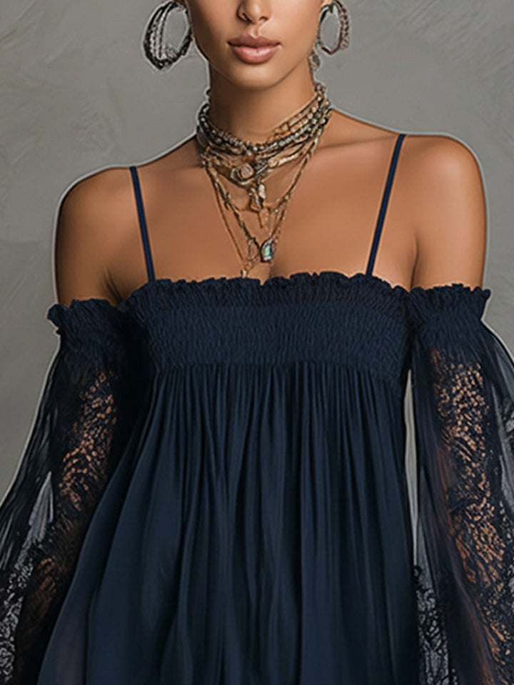Schulterfreies Spitzen-Damenkleid: Eleganz für Hochzeitsgäste und Feste 6