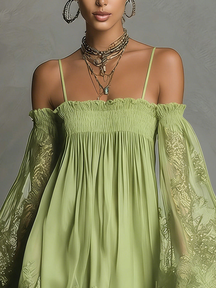 Schulterfreies Spitzen-Damenkleid: Eleganz für Hochzeitsgäste und Feste 8