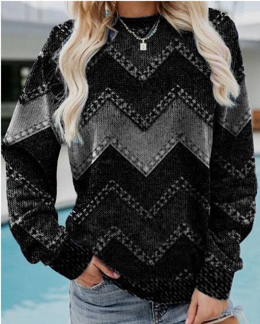 Sudadera para mujer con estampado y cuello redondo