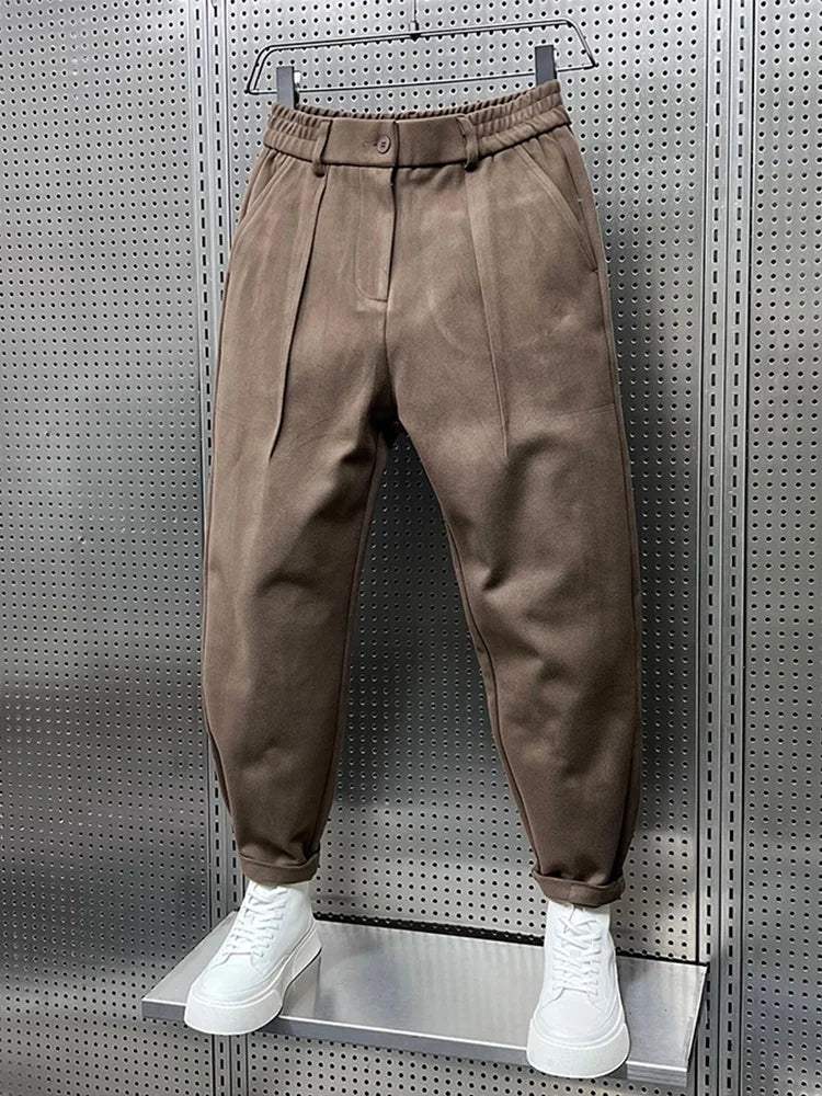 Dark Gray Men's Trousers With Pleats – Elegant Tailored Office Pants