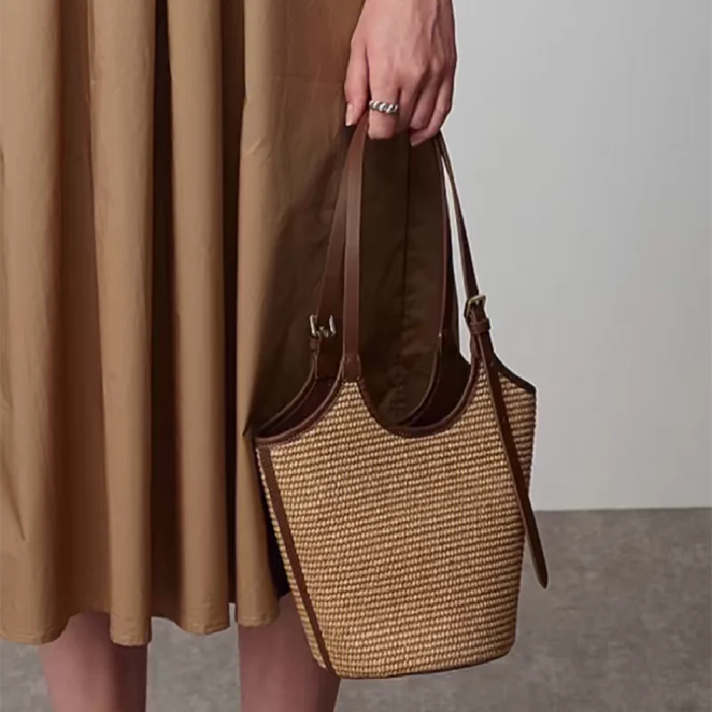 Boho Rattan Beach Bag Women – Handmade Shoulder Bag Summer