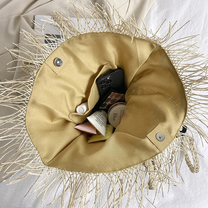 Large Straw Bag Women – Handmade Beach Bag Summer Shopper