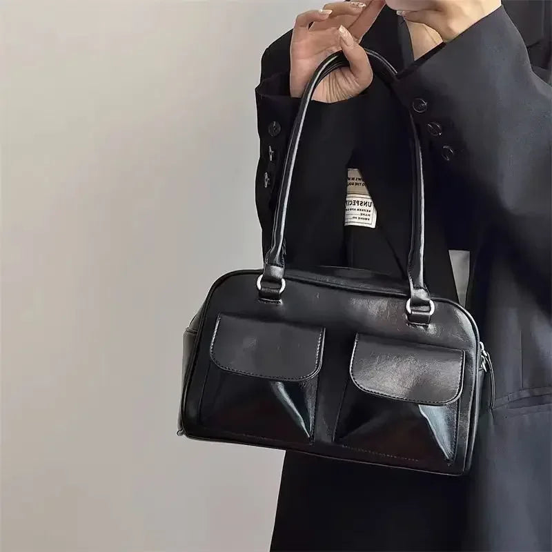 Vintage straw beach bag with vegan leather