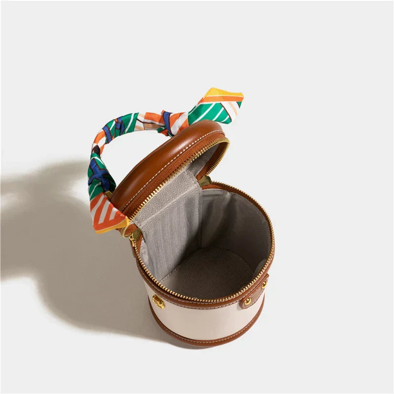 Bucket Bag Damen Kunstleder – Zylinderform mit Schalgriff