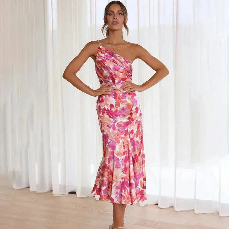 Elegantes One‑Shoulder Partykleid | Asymmetrisch | Stretch & Schlitz