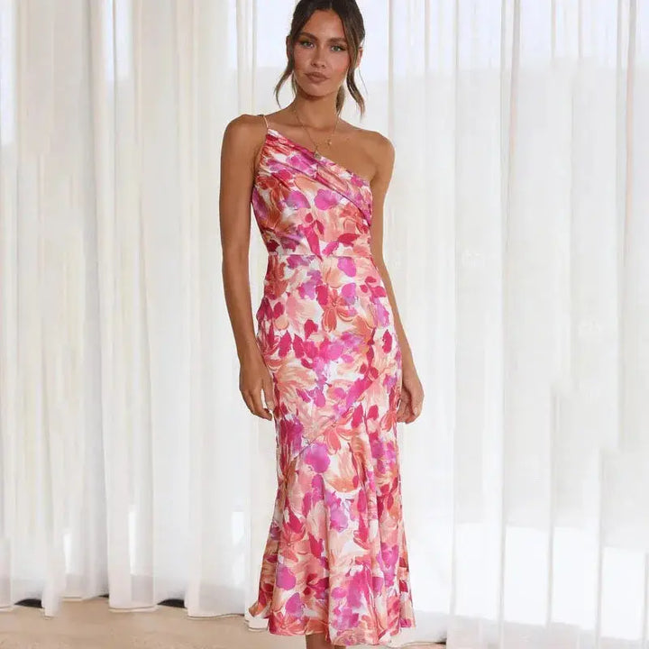 Elegantes One‑Shoulder Partykleid | Asymmetrisch | Stretch & Schlitz