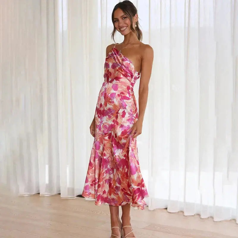 Elegantes One‑Shoulder Partykleid | Asymmetrisch | Stretch & Schlitz