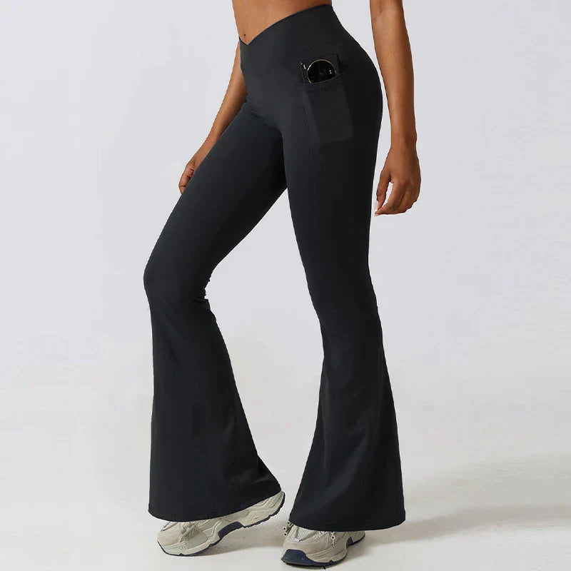Women's High-Waist Flare Leggings – Wide Yoga Fitness Pants