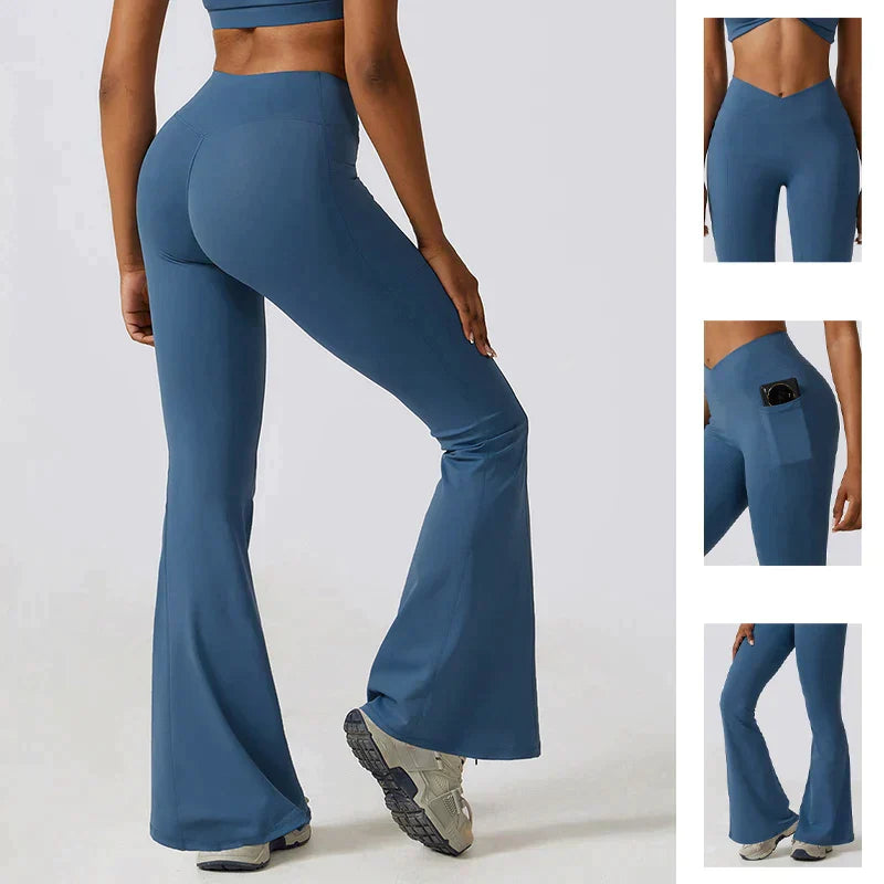 Women's High-Waist Flare Leggings – Wide Yoga Fitness Pants