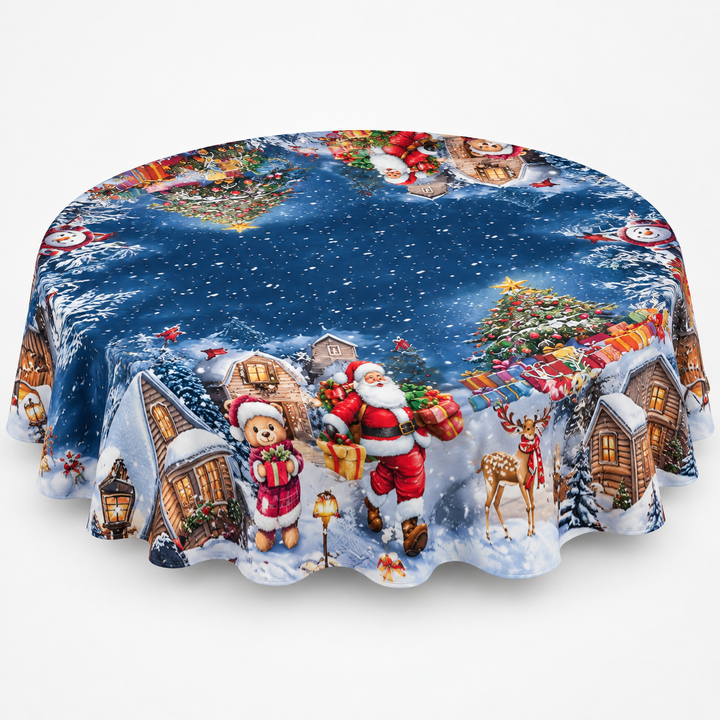 Holly Hearth | Weihnachts-Tischdecke mit Rote-Schleifen-Druck