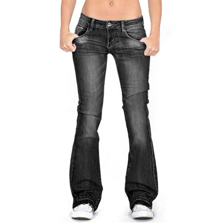 Damskie niskie dzwony – vintage dzwony jeansowe z denimu