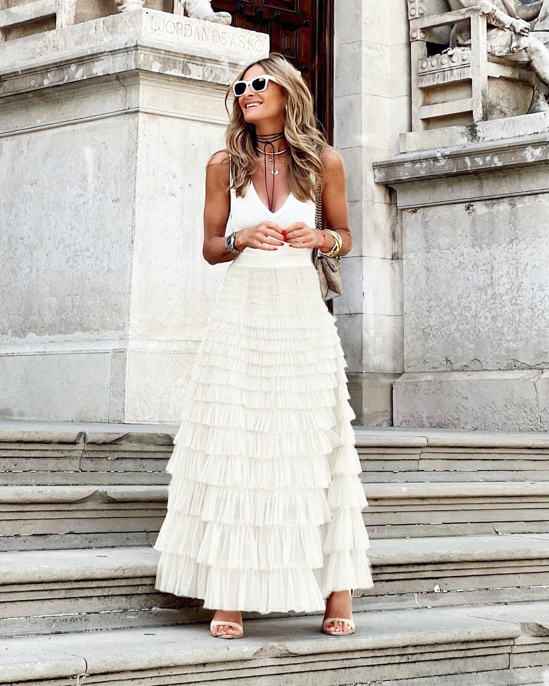 Tulle Maxi Skirt Women – Elastic Waistband, Elegant