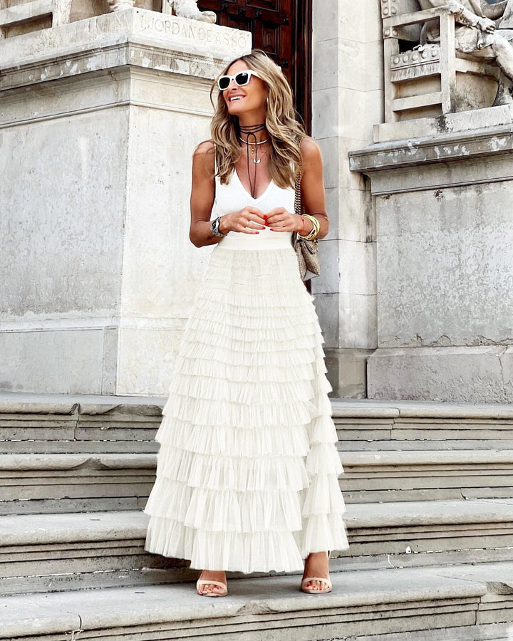 Tulle Maxi Skirt Women – Elastic Waistband, Elegant