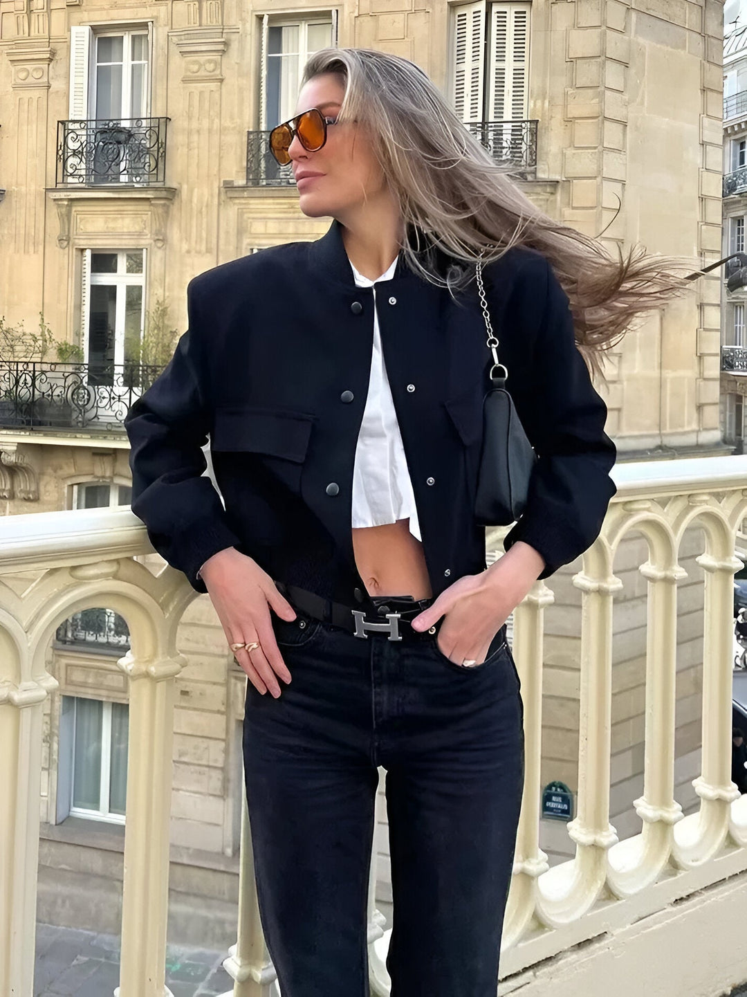 Short women's transitional jacket – college jacket with buttons & cuffs