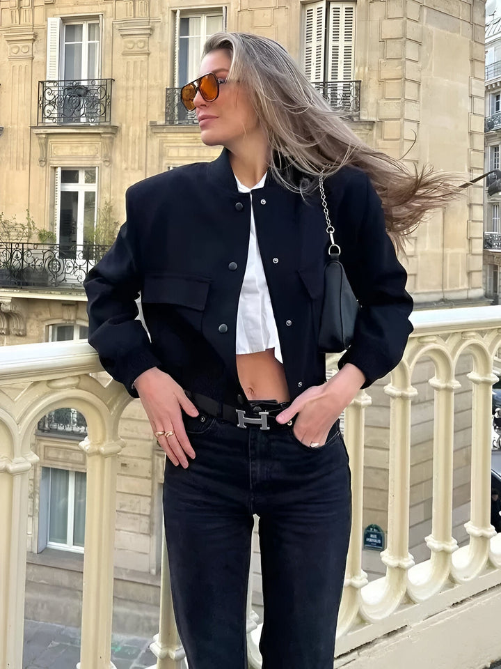 Short women's transitional jacket – college jacket with buttons & cuffs