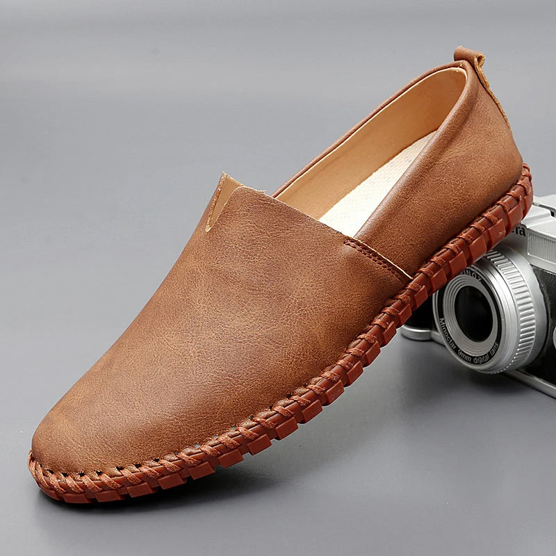 Men's Lightweight Slip-On Loafers – Casual Shoes with Stitched Sole