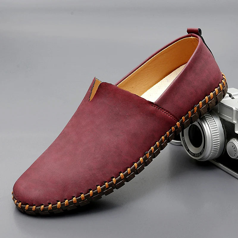Men's Lightweight Slip-On Loafers – Casual Shoes with Stitched Sole