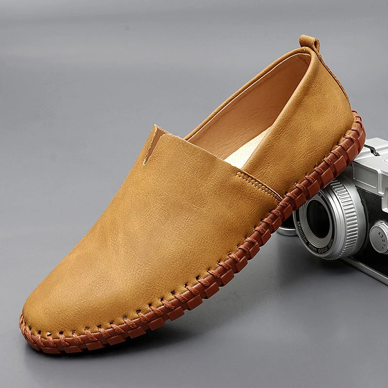 Men's Lightweight Slip-On Loafers – Casual Shoes with Stitched Sole