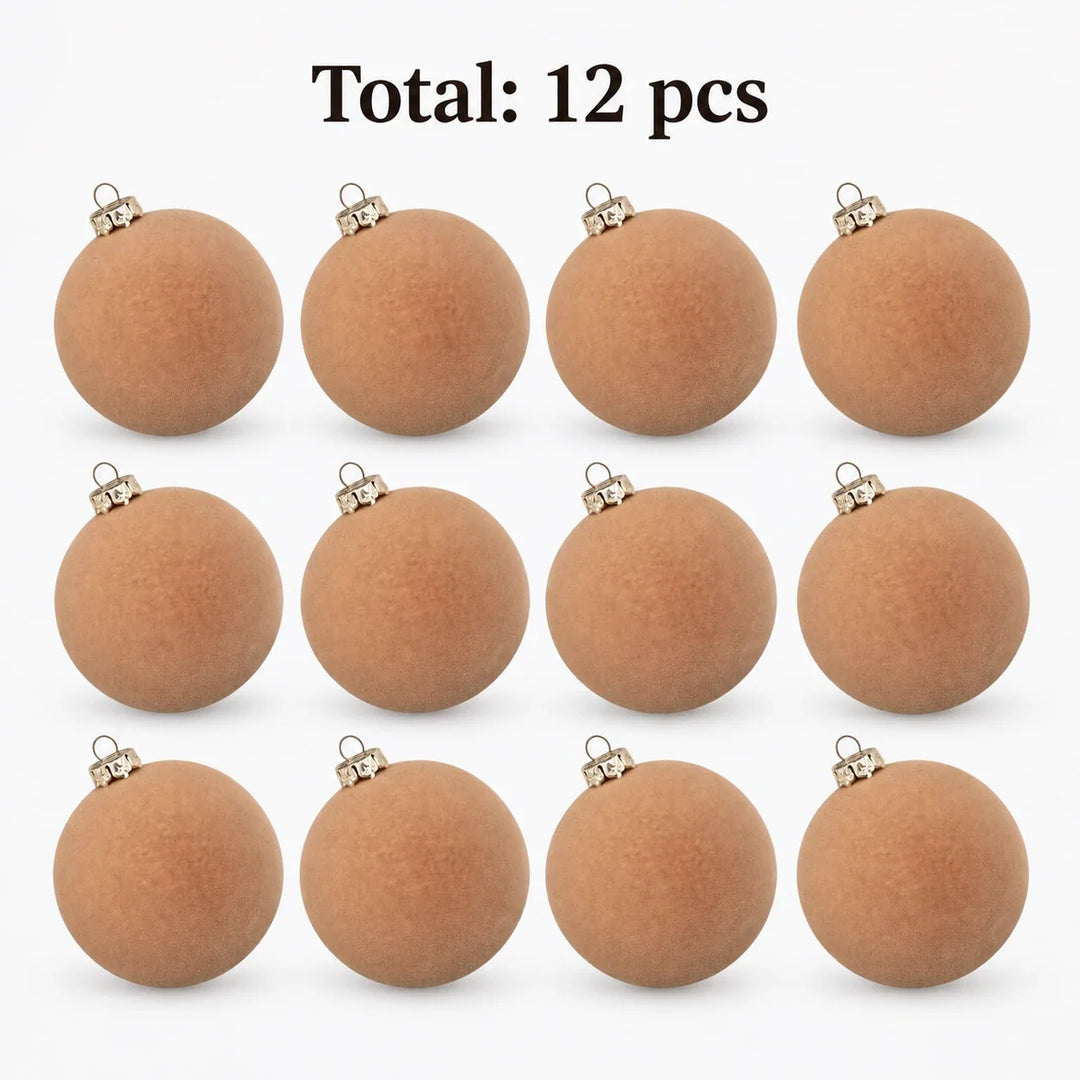 Set of 12 velvet Christmas baubles