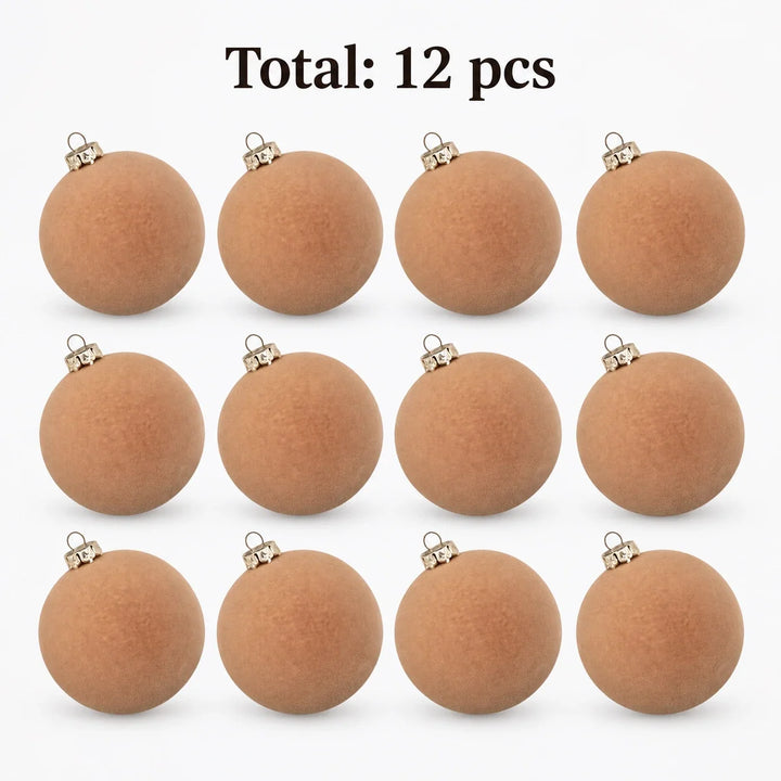 Set of 12 velvet Christmas baubles