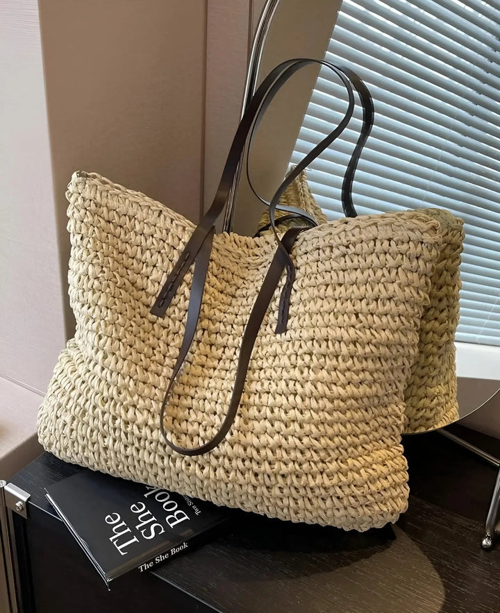 Boho women's bag – handwoven beach bag with tassels & details