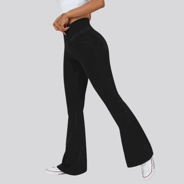 Women's High-Waist Flare Leggings – Wide Yoga Fitness Pants