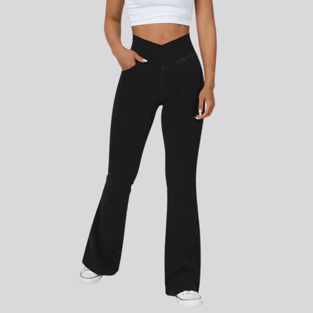 Women's High-Waist Flare Leggings – Wide Yoga Fitness Pants
