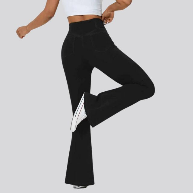 Women's High-Waist Flare Leggings – Wide Yoga Fitness Pants