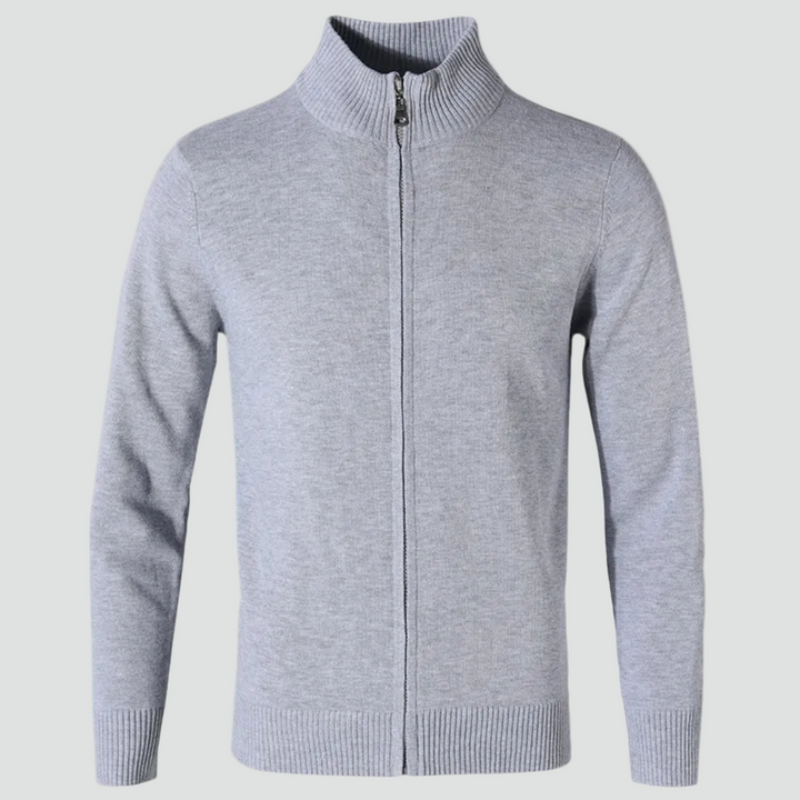 Men's Knitted Vest with Zipper High Collar Ribbed