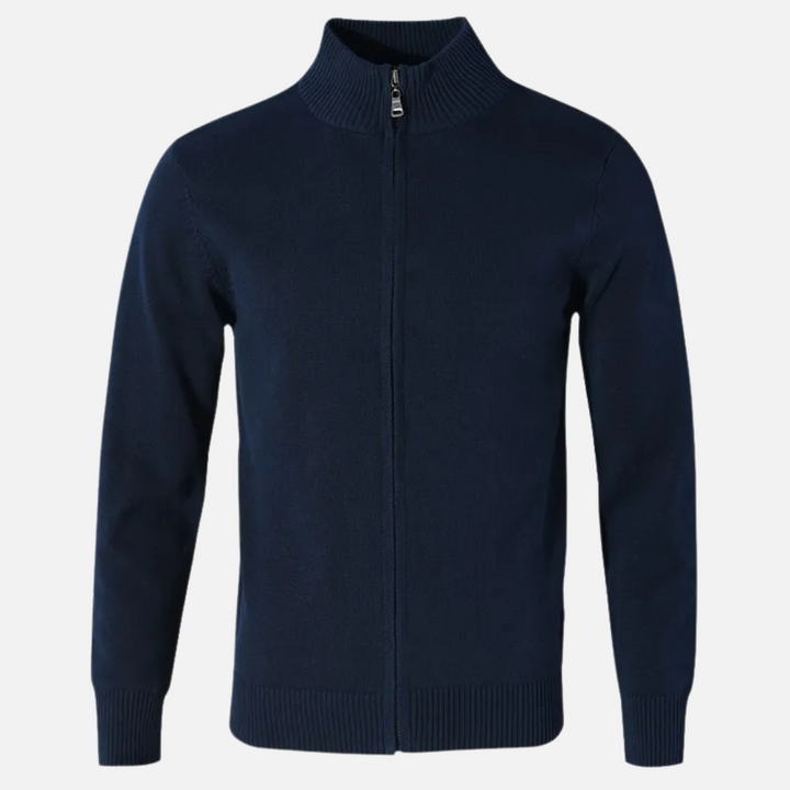 Men's Knitted Vest with Zipper High Collar Ribbed