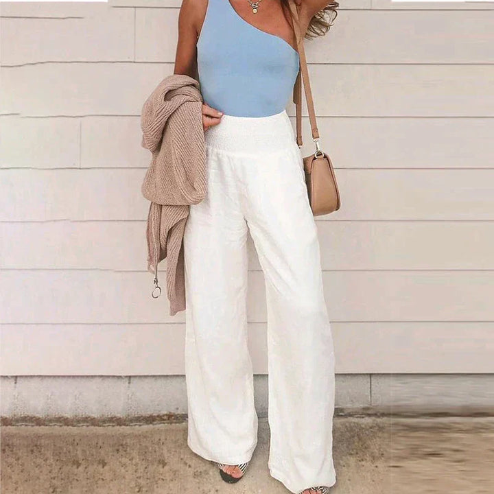Women's High-Waist Linen Wide-Leg Pants – Airy Summer Casual Pants