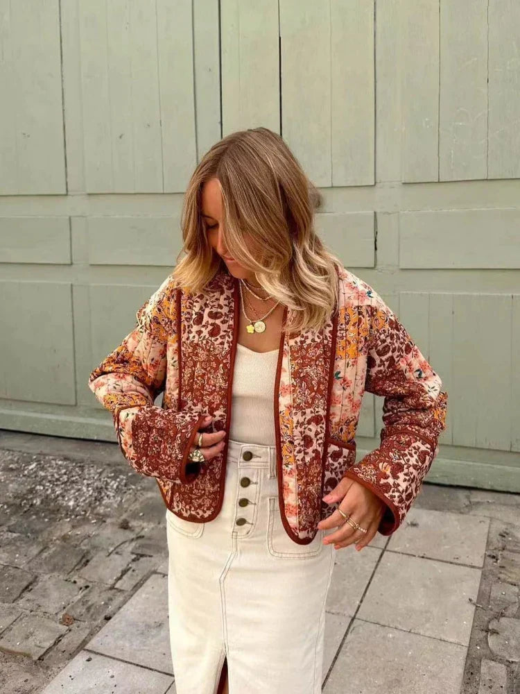 Reversible women's jacket patchwork style with light lining