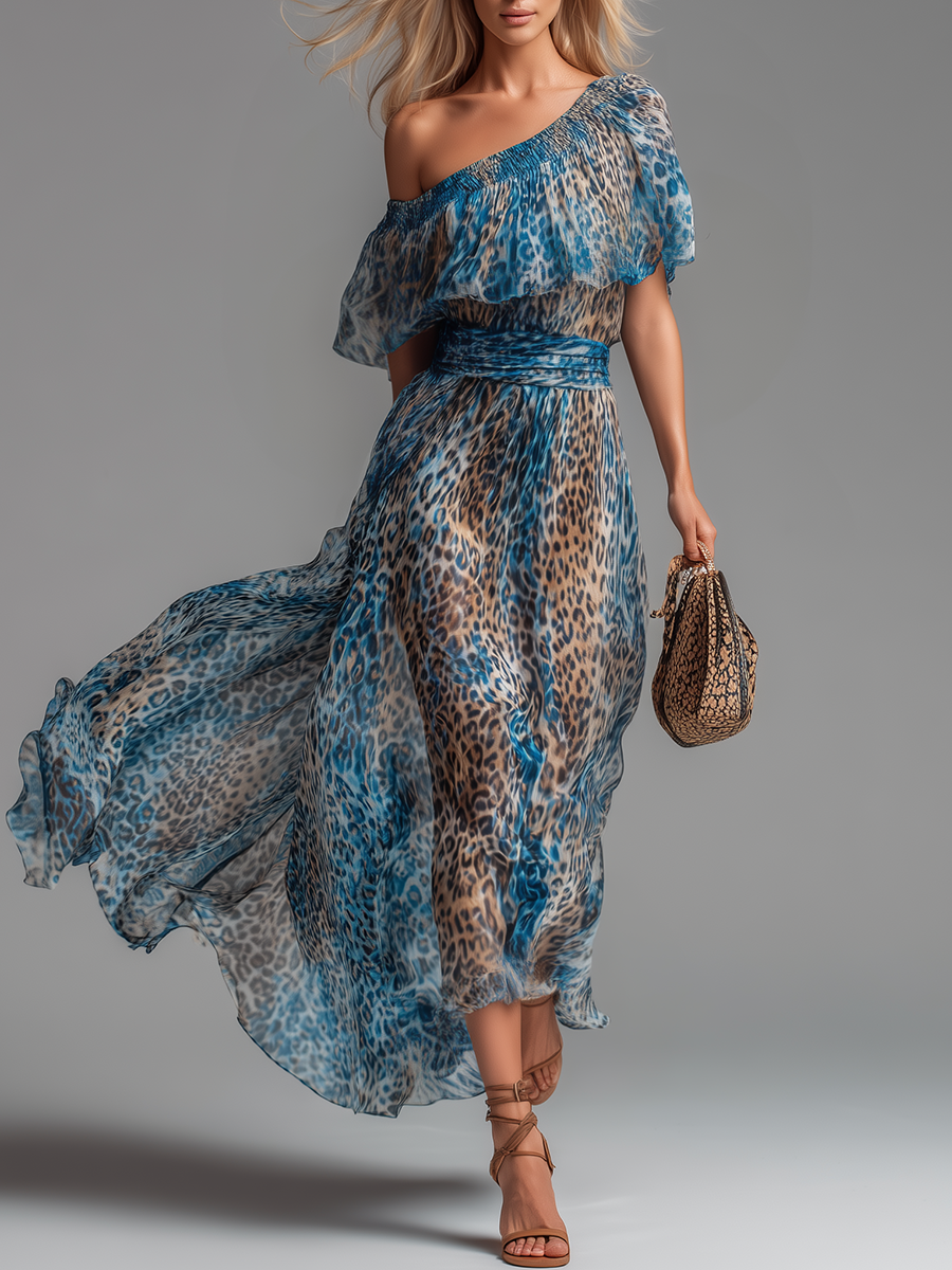 Wild | Langes Chiffonkleid mit Leopardenmuster: Eleganz für besondere Anlässe 0
