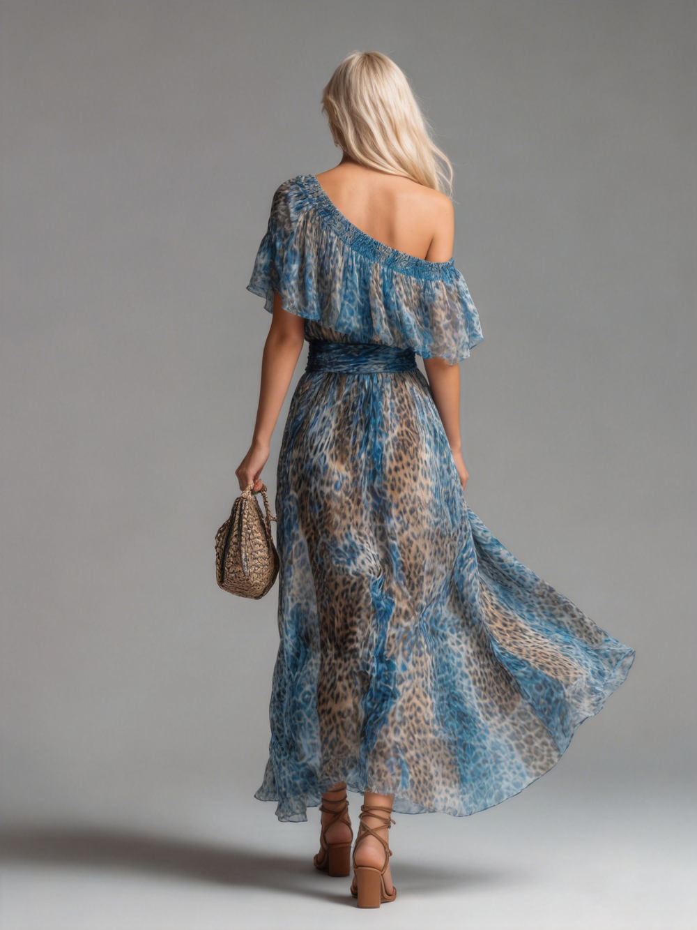 Wild | Langes Chiffonkleid mit Leopardenmuster: Eleganz für besondere Anlässe 1